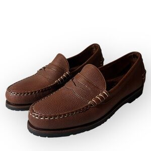 Allen Edmonds AE by Duke Mens Size 10 D Pebbled Brown Leather Penny Loafer Shoes